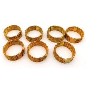 Lot of 7 Gold Tone Metal Braided Napkins Rings Holiday Table Setting